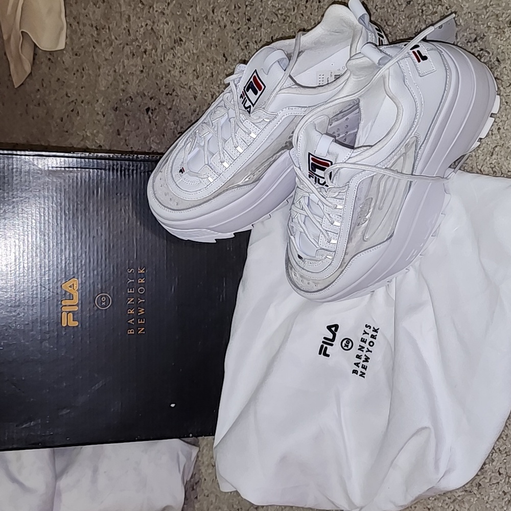 Fila × Barney's New York platform sneaker white size 11